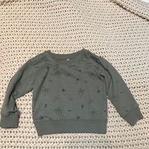 Rylee + Cru Sage Green Palm tree sweatshirt 6-12 mo.